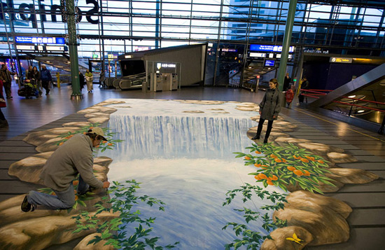 50 More Breathtaking 3d Street Art (paintings) Waterfall Amsterdam Airport 50 More Breathtaking 3d Street Art (paintings)